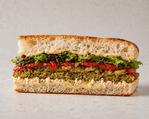 Falafel and Hummus Foccacia Sandwich