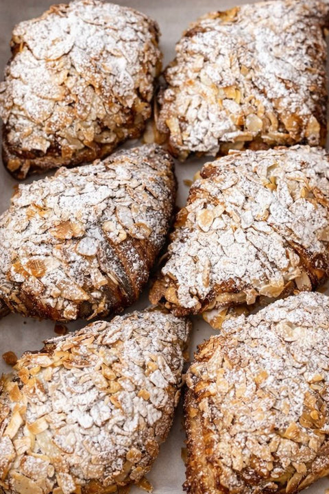 Tynemouth Coffee Bakery Almond Croissant Sharing Box with powered sugar 